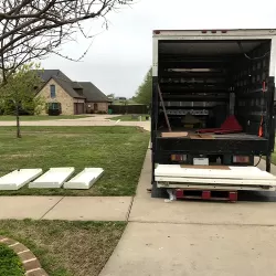 Individual panels laid out after offloading from delivery truck